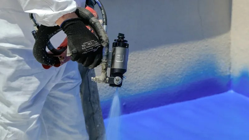 A painter spraying a car panel