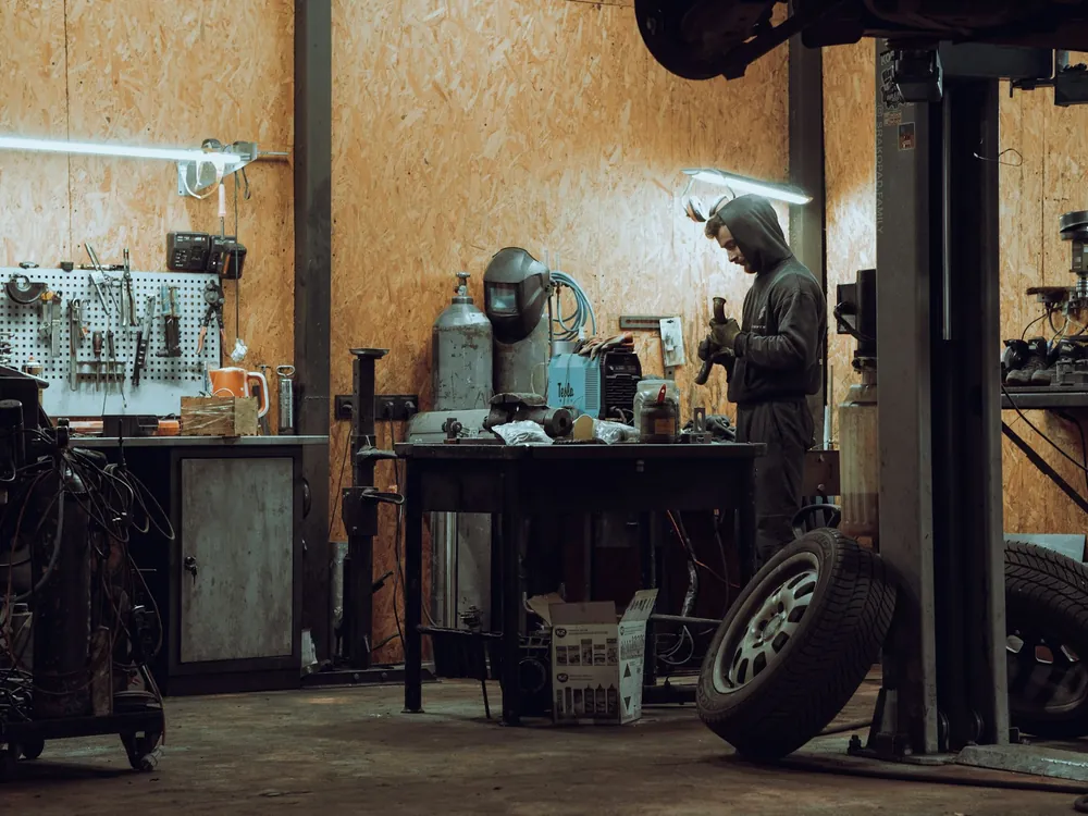 A repair shop workbench