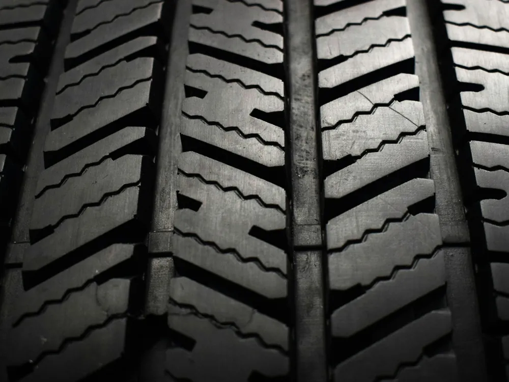 A tire tread up close