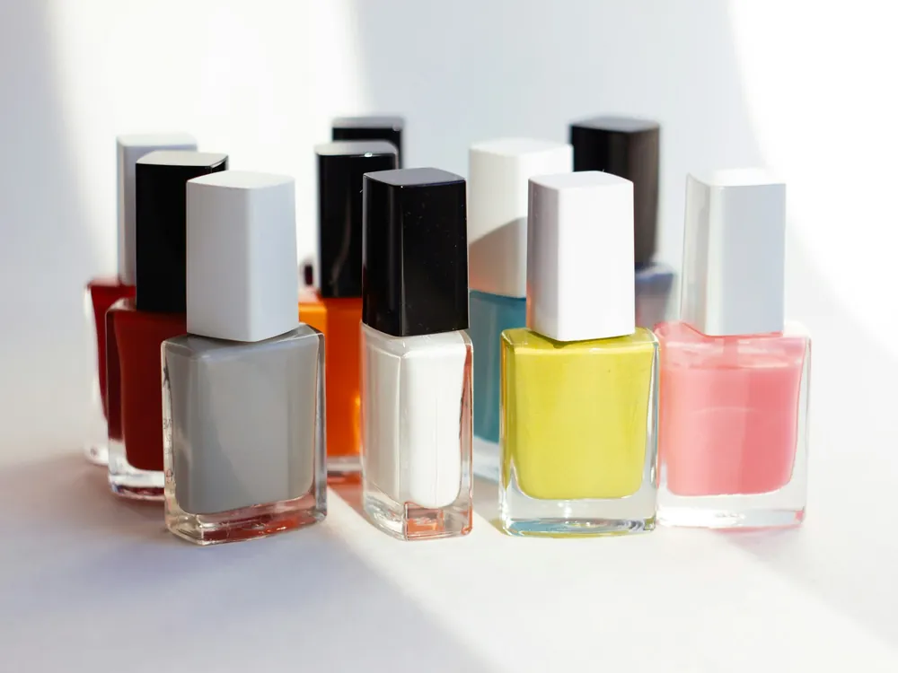 Nail polish bottles in a row