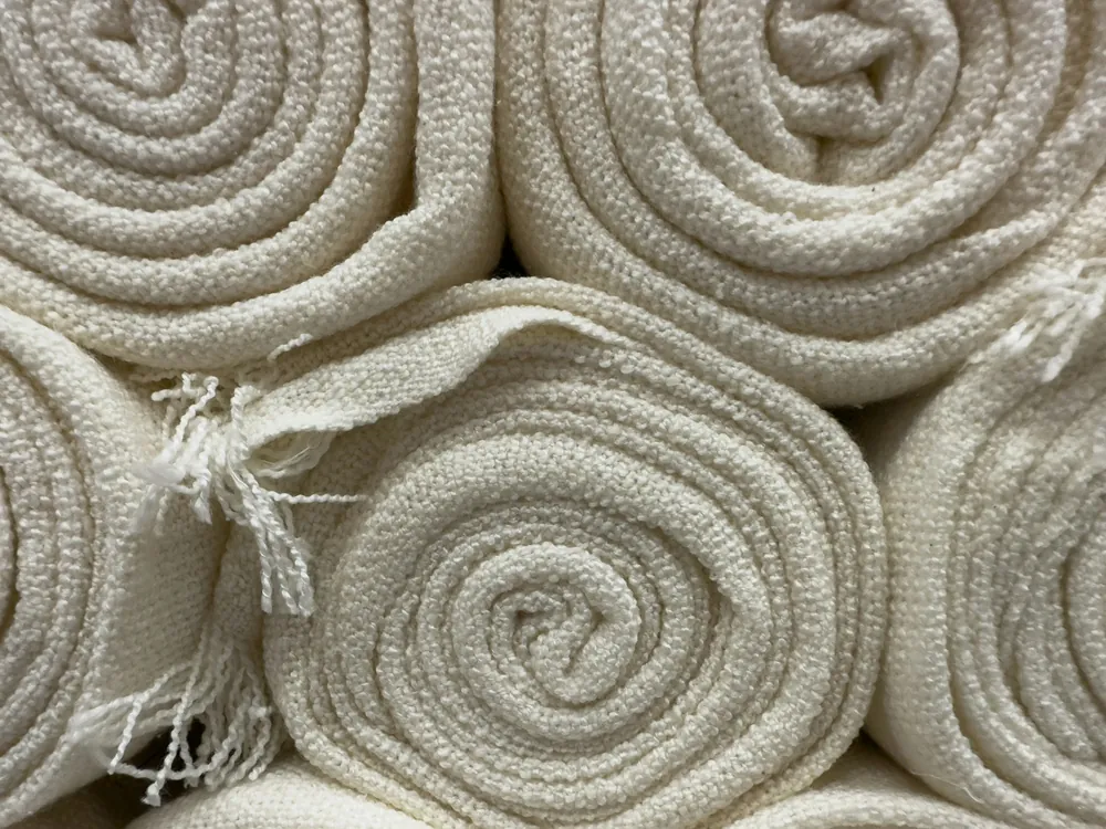 Rolled white towels