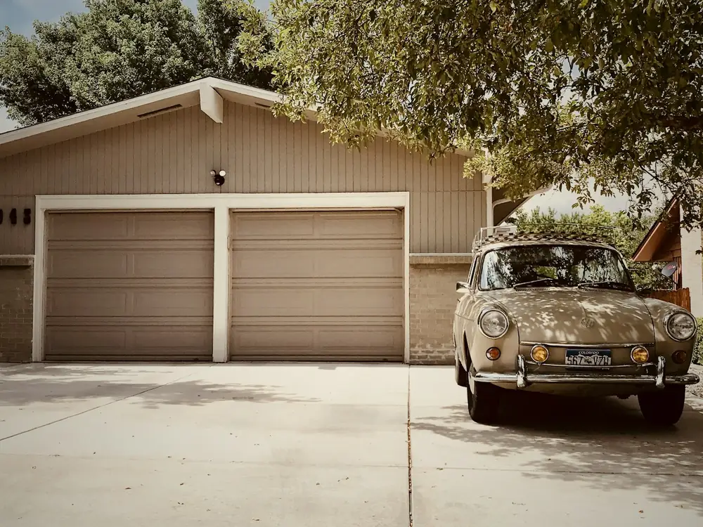 A garage and driveway