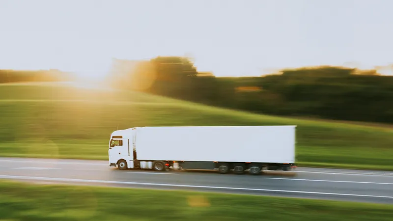 A truck on a highway