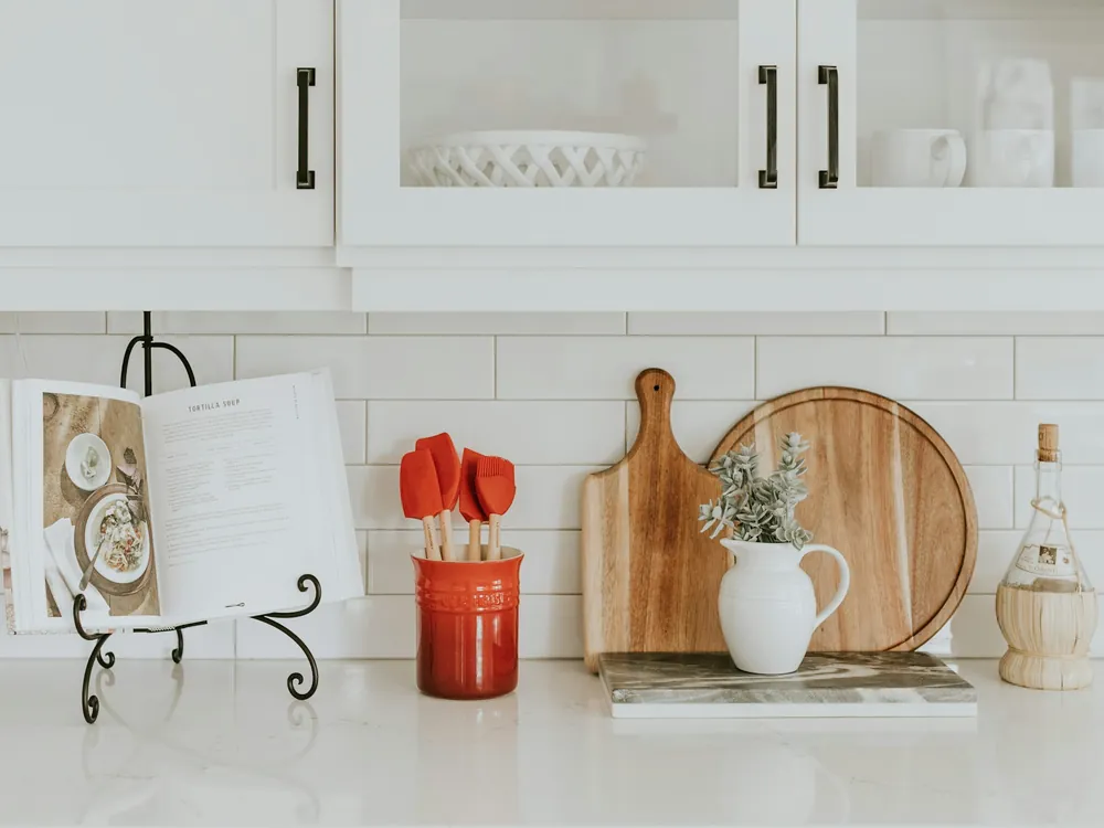 A clean kitchen counter