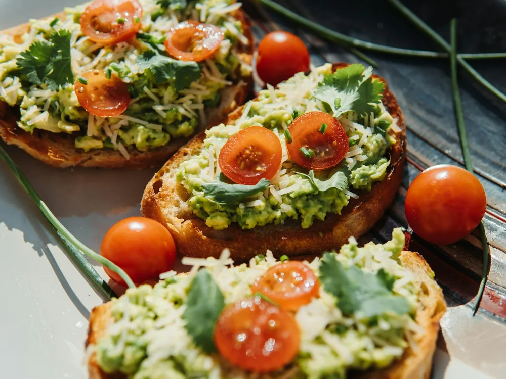 Avocado toast with tomatoes