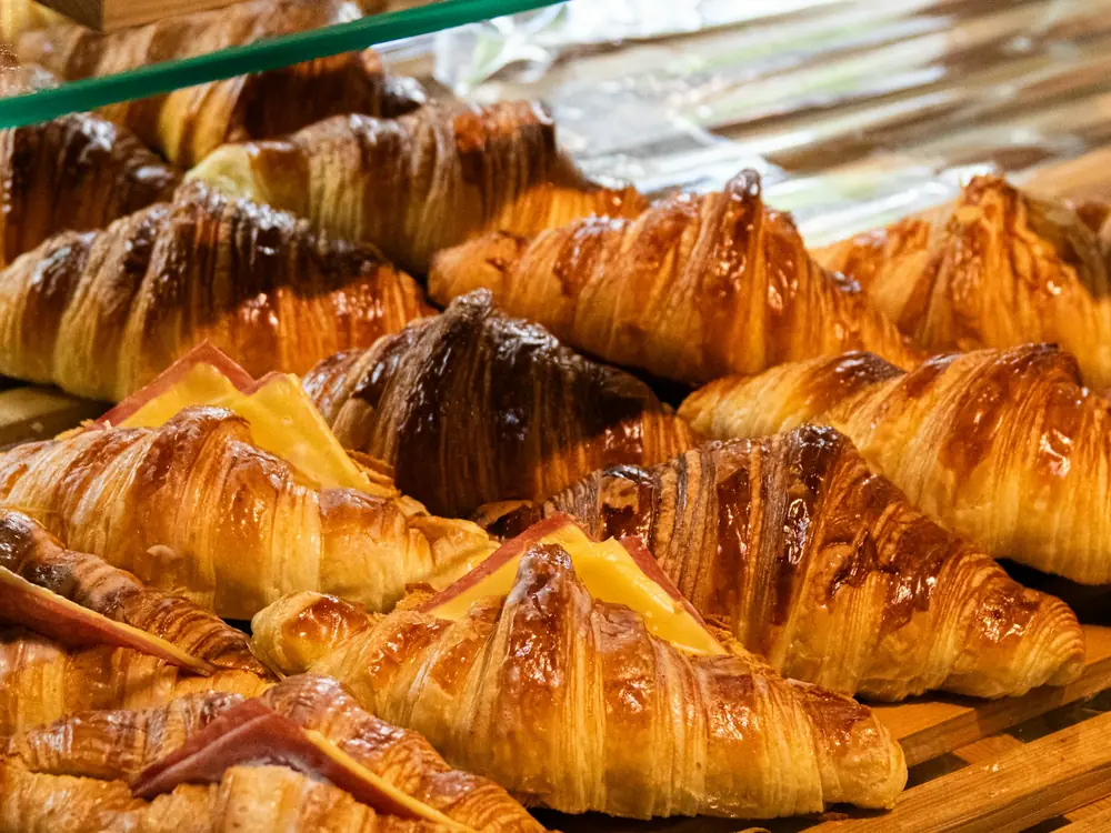 Croissants on a tray