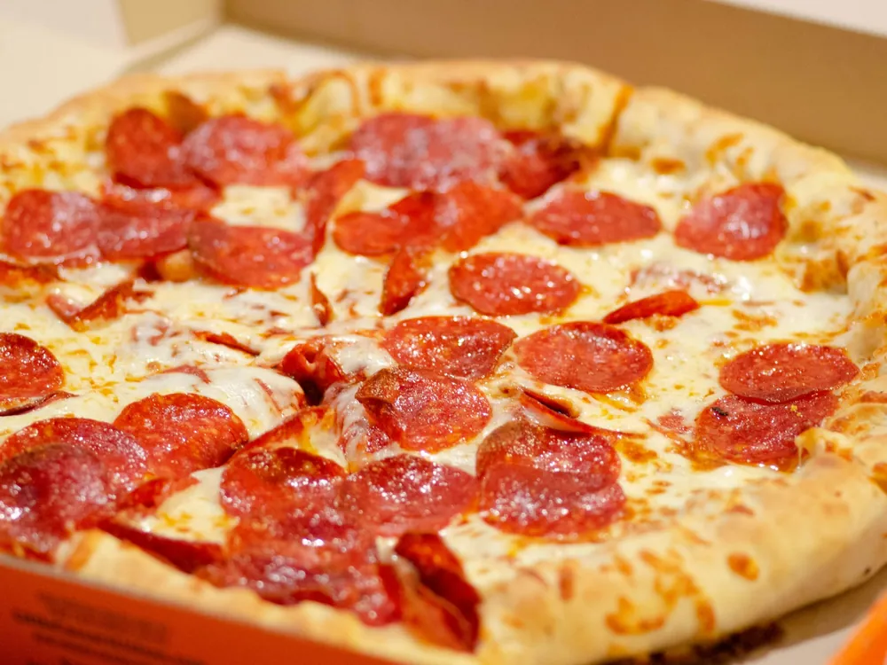 A pepperoni pizza