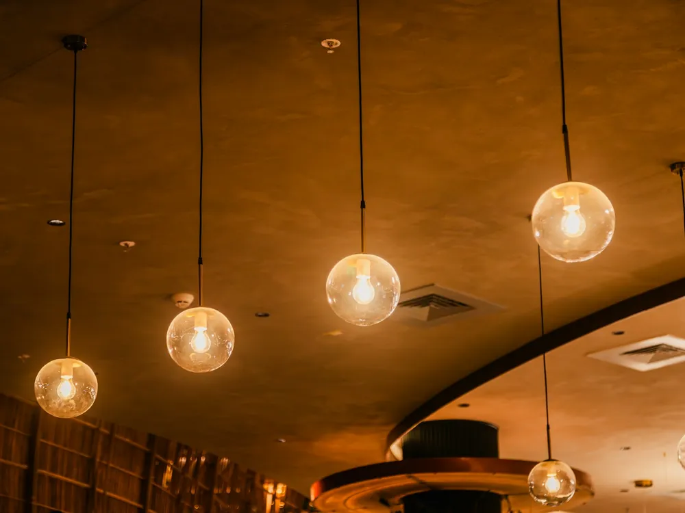 Pendant lights hanging from a ceiling