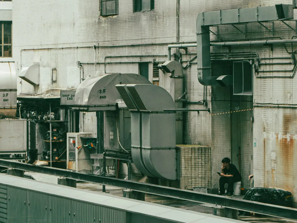 Ductwork and machinery on a building