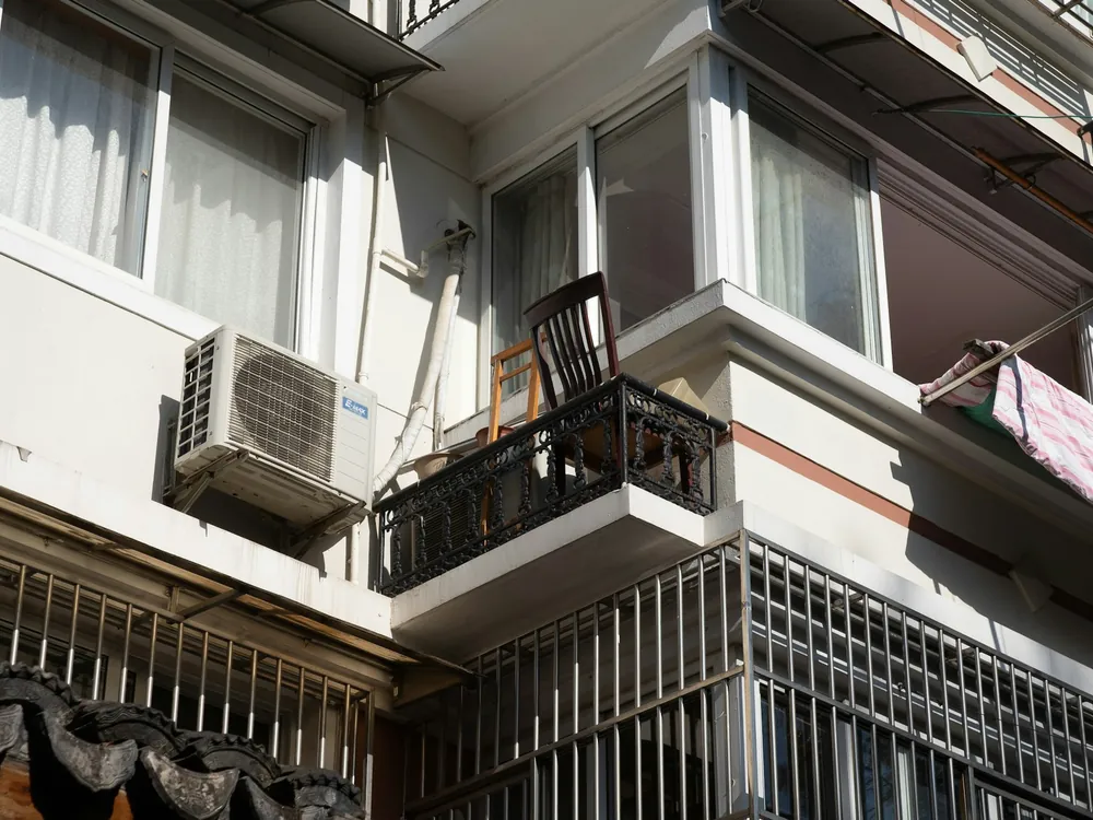 Air conditioning units on a building wall