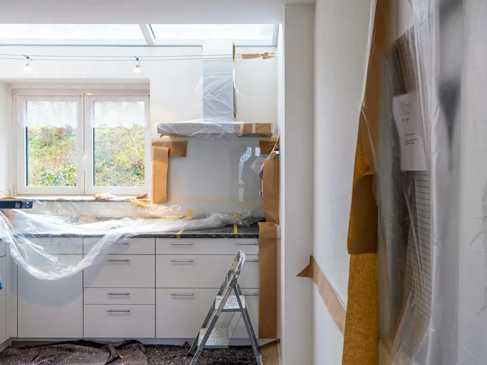 A kitchen during renovation
